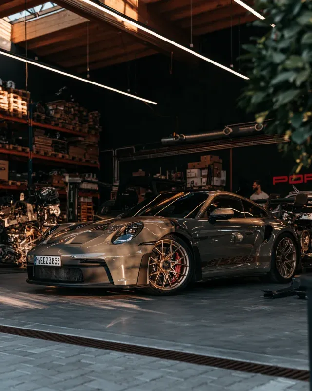 A 992 GT3 RS in the workshop